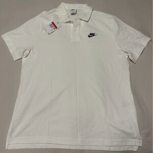 Nike Men’s White Polo with Black Swoosh